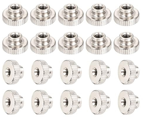 sourcing map Knurled Thumb Nut, 20Pcs M3x0.5mm Iron Round Knobs Fasteners for 3D Printer Parts, Silver Tone