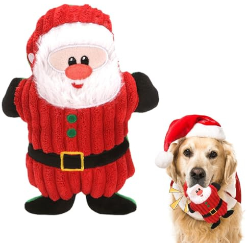 Duroecsain - de Navidad para Perro y Papá Noel | Peluche Lindo Senior Race Pequeña Mediana Dentición | para Juego de Interior y Viaje en Coche