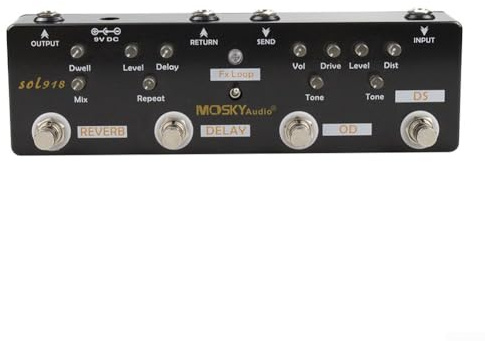 Pedal de efectos múltiples para guitarra MOSKY, procesador multiefectos con distorsión Overdrive Delay Reverb y Loop Efectos de sonido ambiente naturales de alta ganancia