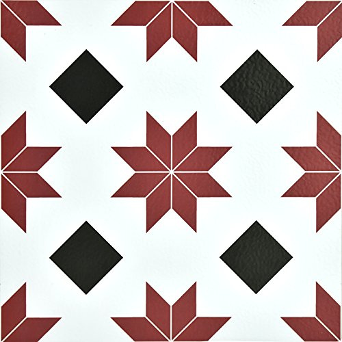 WallPops FP2482 Orion Peel & Stick Floor Tiles, Reds, Set of 10 Piece