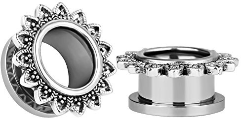 KUBOOZ (1 Paar Einfache Retro Schraube Ohrstöpsel Tunnel Messgeräte Keil Piercings1/2