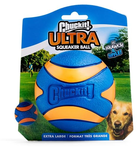 Chuckit! Ultra Squeaker Ball - Palla da Inseguimento e Cigolante per Cani - Alta Resistenza al Rimbalzo - Dimensioni Extra Large - 9 cm di Diametro
