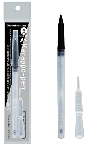 Kuretake ZIG KARAPPO-PEN EMPTY PEN Cartridge type, For Making original pen, lettering, calligraphy, illustration, art, writing, drawing, Made in Japan (Fine Brush)