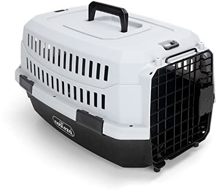 Nobleza - Transportin Gato Perro Grande, Transportin para Gatos Perro Portátil y Transpirable, Mascotas Perros Gatos Accesorios, Transportín de Plástico, 68x48x42 CM, Negro & Gris