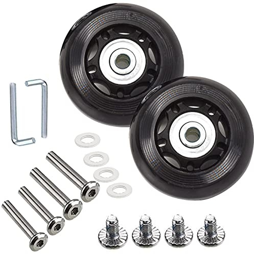 Suitcase Luggage Wheel Replacement Kit Universal Rubber Wheels Swivel Bearing Tool (Set of 2), Black (60 * 24mm)