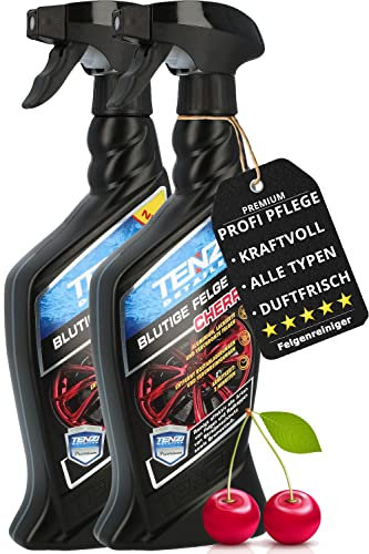 2x TENZI Felgenreiniger Kirschgeruch (600ml) für Alufelge, Stahlfelge, Chrom, lackierte Felgen - Kraftvolle säurefreie pH Neutrale Felgenpflege - Felgen Reiniger Blutige Felge Cherry mit Wirkindikator