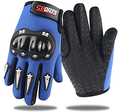 YAMEIZE Guanti Ciclismo Bambino Impermeabile Sportivi-Tattici Moto Invernali Antiscivolo Mtb Guanti (Blue, Taglia unica)