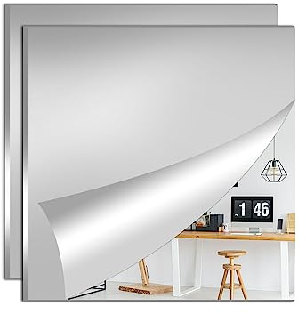 TAIANJI 2 stycken spegelplattor självhäftande 30 x 30 cm självhäftande spegel spegelfolie självhäftande akryl kakelspegel spegel självhäftande Wpiegel väggspegel för badrum spegel