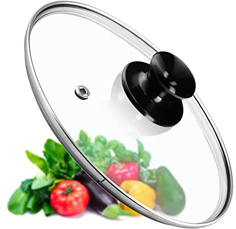 KADAX Topfdeckel, Universaldeckel aus Glas mit glänzend schwarz griff, hitzebeständiger Deckel in verschiedenen Größen, Pfannendeckel, Glasdeckel für Topf, Pfanne (26 cm)