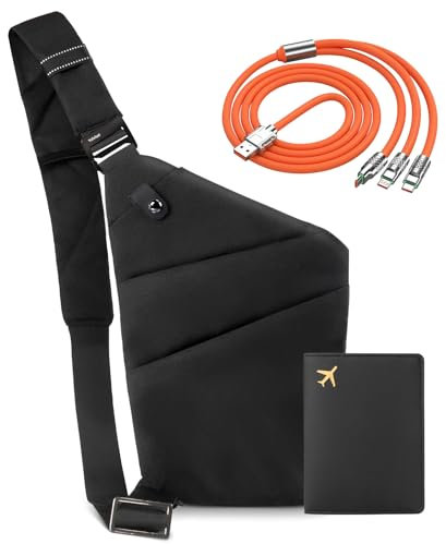 IUHFSIFS Upgrade Diebstahlsichere Tasche【0 Belastung - Komfortable Ergonomie】Diebstahlsichere Umhängetasche【Viele Taschen Extrem Wasserdicht Kratzfest】Anti Diebstahl Tasche Damen Herren Schwarz Links