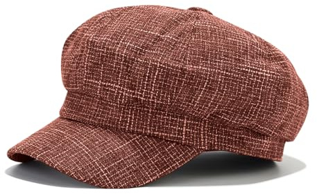 JFAN Sombrero Octogonal Boinas Gorras de Mujer Gorra Newsboy Classic Plaid Mujer Sombrero bombín Estilo Vintage Gorra Globo de Tela Suave para señoras Primavera/Verano