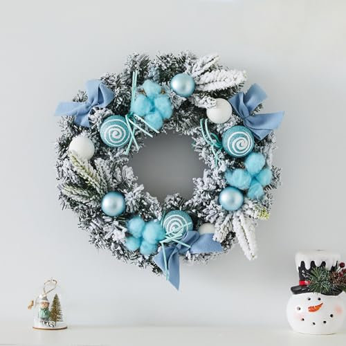 Figarge Osterkranz Kranz frühling Blau 30 cm Türkranz Außen Künstliche Blumen Türkranz für Frühling und Sommer Geeignet für alle Jahreszeiten für Haustür, Kamin und Wanddekoration