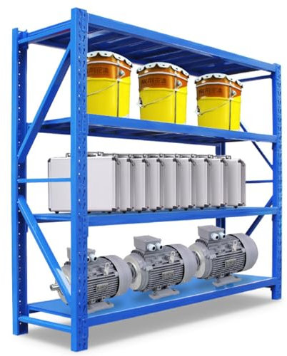 Area1 Stahl Schwerlastregal 200x200x50cm (HxLxB) Massive Industriequalität für Warenlager, Garage, oder Kellerregal.