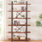 Mudmasa Bücherregal, Standregal mit 6 Ebenen, Regal, Büro-Büchregal, Industrie, Metallrahmen, Holz Regal für Wohnzimmer, Schlafzimmer, Büro, 26 x 120 x 215 cm, Massivholz, Abgenutztes Braun