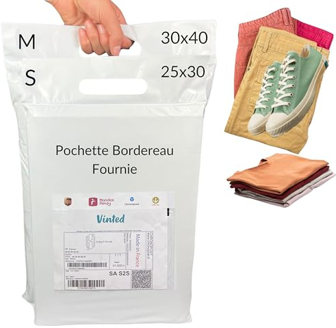 Enveloppe plastique expédition de fabrication Française,Pochette pour Colis, Enveloppe Vinted, Envoi Pro et Particulier. (25x30 / 30x40 cm)