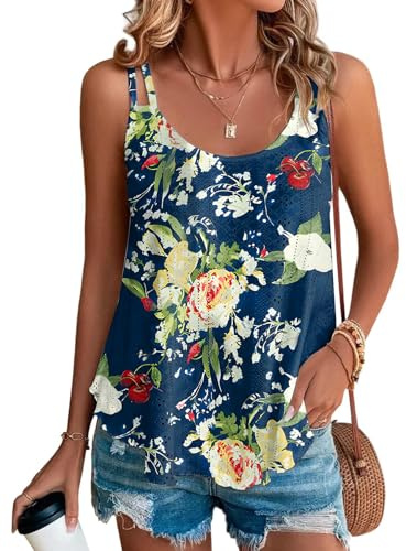 Tomatofrydan linne damer sommar topp sexig ärmlös t-shirt ny spaghetti Cami toppar sommarmode skjorta rund hals blusar basic toppar, A-ny-blå2, M