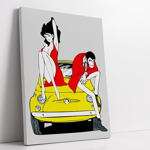 Lupin Margot Fiat 50x70cm Riproduzione Artistica - Quadro su Tela in Cotone con Telaio, Pronto da Appendere, Quadri Moderni Soggiorno, Arredo Casa Ufficio, Eco-Friendly, Made in Italy