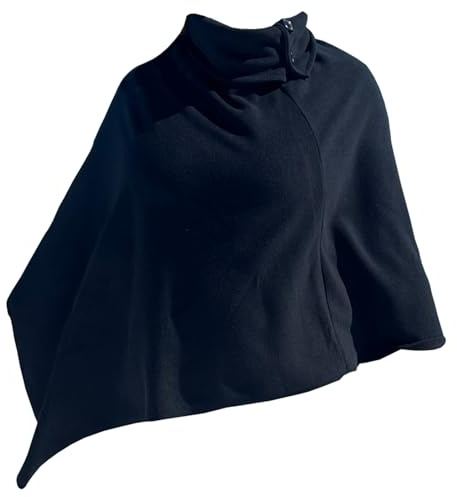 BURI Señoras Poncho Bufanda Cachemir Sensación de Cachemira Punto Cárdigan para Mujeres Regalo, Negro , Talla única