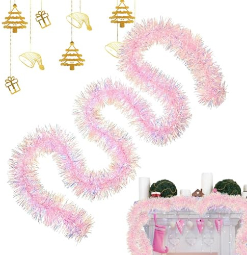Générique Rosa Garland - 2 metri Lametta Garland per l'albero di Natale | Decorazione per casa Wall Garden Terrace Birthday Party Inside Out