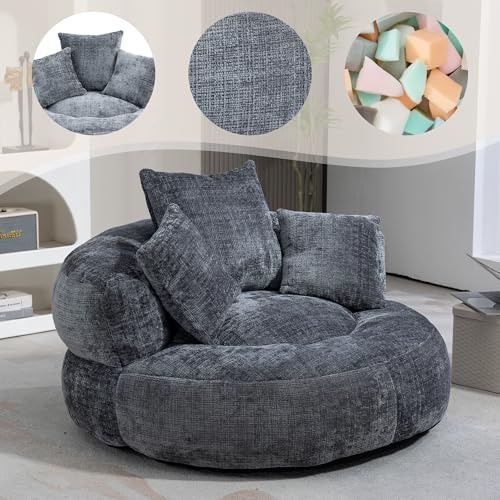 Lazy Soffa slitstark komfort lounger hög rygg sittsäck stol soffa med tre kuddar för vuxna och barn, inomhus och utomhus, enkel gaming soffa stol för sovrum, kontor