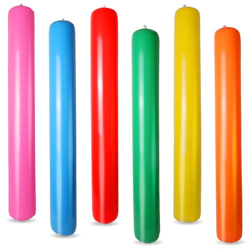 FSAIUIS 6PCS Giant Inflatable Pool Sticks Colorful Blow Up Pool Swimming Noodles for Swimming Pool Beaches Party
