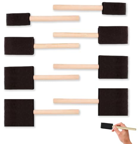 Alinw 8 Pcs Foam Brushes, Foam Brushes for Wood Stain, Black Paint Sponges, 4 Sizes Sponge Paint Brush for Painting Acrylics, Varnishes, Wood Stain, Crafts
