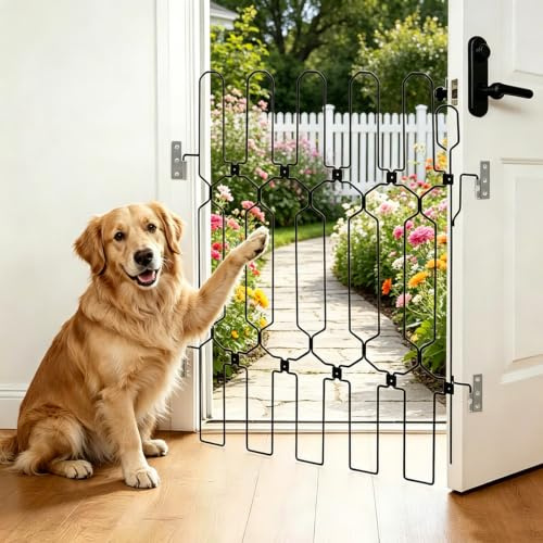 Retractable Dog Gate for Front Door, 26 Wide 30.7 Tall Metal Dog Barrier
