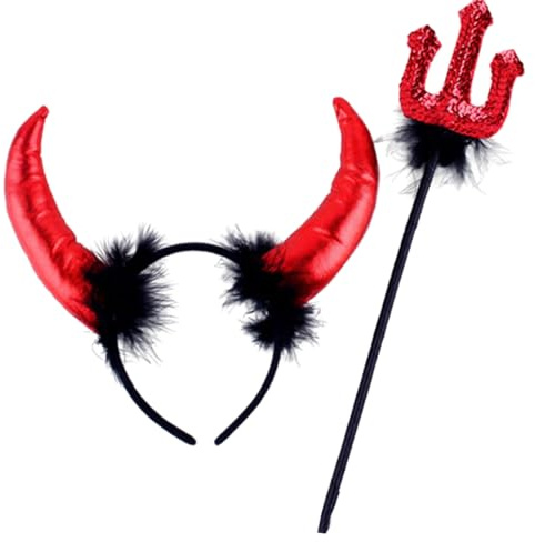 Bwuikim Halloween Party Costume Devil Horn Hairband Pitchforks Role Play Props Sequins Headdress Cosplay Accessory Accessories Christmas Accessories Devil Horns Headband