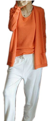 Wenwenma Nuovo Cardigan e Canotta in Cashmere in Primavera e Autunno del 2018 (Arancio, Large)