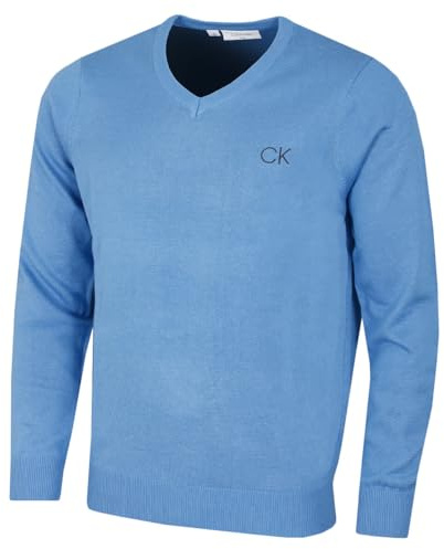 Calvin Klein Golf Mens V-Neck Tour Sweater - Blue Marl - XL