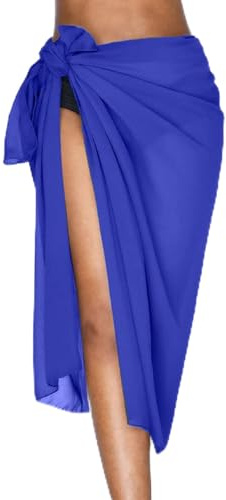UMIPUBO Beach Sarong for Women Swimwear Bikini Cover Up Chiffon Wrap Sarongs Beach Pareo Long Skirts Dress Elegant Summer Swimsuit Cover-ups Scarf Shawl Beachwear(Navy, One Size)