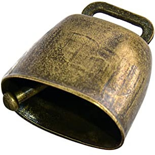 Milageto Vintage Style pâturage Cloche Vent Carillon Pendentif appelant bruyamment Petit métal Vache Cloche Ornement pour Mouton Cheval Chien Animaux, Couleur Bronze