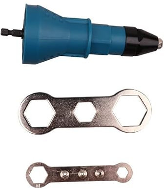 LSDZHK Electric Rivet Gun Adapter Kit, Rivet Attachment Drill Riveting Insert Nut Tool for Cordless Electric Power Drill (Blue)
