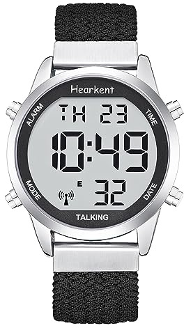 Hearkent Atomic Orologio digitale parlante per anziani riceve segnali statunitensi correzione automatica di ora e data numeri grandi facile da vedere forte e chiaro maschio parlando inglese