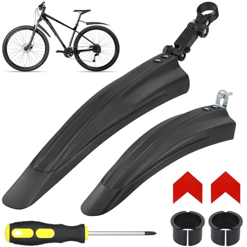Hejo Fahrrad Schutzblech Set, Universal Schutzbleche Mountainbike, Einstellbar Vorne Hinten Mudguard Schutz für 24-29 Zoll MTB Rennrad (Schwarz, Einfacher Stil)