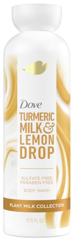 Dove Plant Milk Cleansing Body Wash Turmeric & Lemon for Moisturized Skin Gentle Cleanser, No Sulfates or Parabens, pH balanced 17.5 fl oz