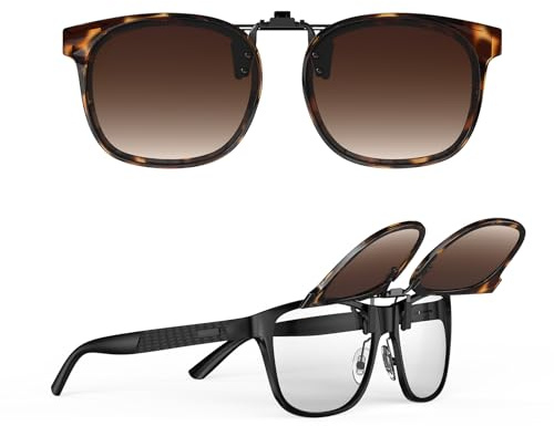 Goiteia Clip on Sunglasses, Gafas Unisex Adulto, Tortuga marrón/Degradado marrón, L-6248mm