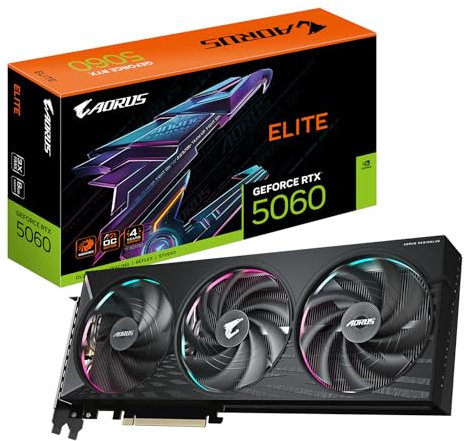 Gigabyte AORUS GeForce RTX 5060 Elite 8G Grafikkarte - 8GB GDDR7, 128bit, PCI-E 5.0, 2722 MHz Kerntakt, 3 x DisplayPort, 1 x HDMI, GV-N5060AORUS E-8GD