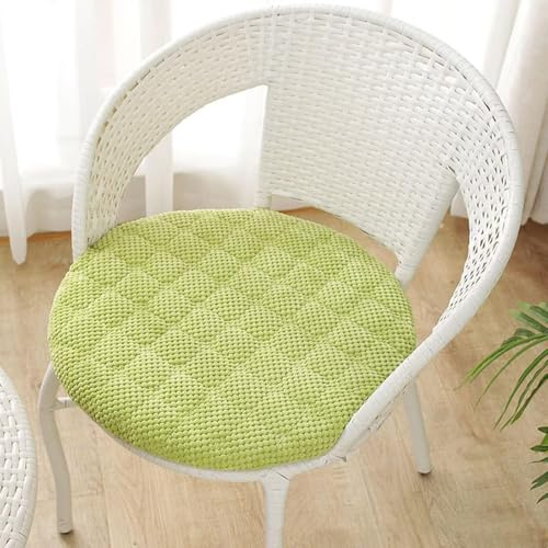 Generisch Stuhlkissen Rund 35 cm 1er Set, Weiche Cordstoff Sitzkissen Stuhl, Waschbar Gartenstuhlauflagen Sitzpolster mit Reißverschluss, Stuhlauflage für Indoor Esszimmer Küche Outdoor Garten, Grün