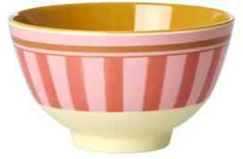 Bol Rice - Petit bol - Rayures rouges - Vaisselle en mélamine - Vaisselle pour enfants - Camping - BBQ - Pique-nique - Incassable - Sans BPA - Réutilisable - 300 ml