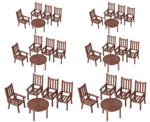 CIYODO 6 Juegos de Muebles en Miniatura: Mesa y sillas en Miniatura - Muebles para casa de muñecas a Escala 1/75, 1/50 y 1/30 - Mesa de Comedor con sillas pequeñas