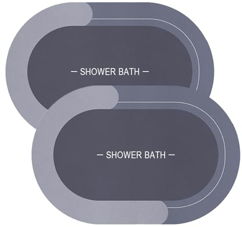 Solivive 2 Stück Badematte rutschfest,Stark Saugfähig und Schnelltrocknend Badteppich rutschfest,Waschbar Weiche und Bequeme Badvorleger,Geeignet für Bad und Küche (40x60cm,Blau)