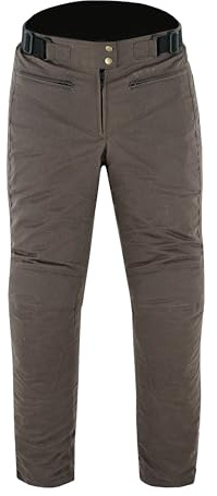 warrior gears Ladies 12 Oz Wax Cotton Motorcycle Trouser Casual Womens CE Protective Armoured Motorbike Waxed Pants, Casual Fixed Waterproof and Mesh Lining Textile Trousers Outdoor, Brown - 12