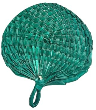Saiyana Abanicos de hojas de palma naturales grandes accesorios de refrigeración artesanales artesanales tejido a mano dispositivo de mano para ceremonias hogar al aire libre mano de gran tamaño