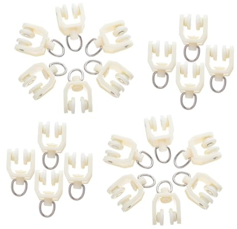 SHINEOFI 20 Piezas Silenciosos Rieles con Poleas y Ganchos Suaves para Cortinas de Techo Hogar