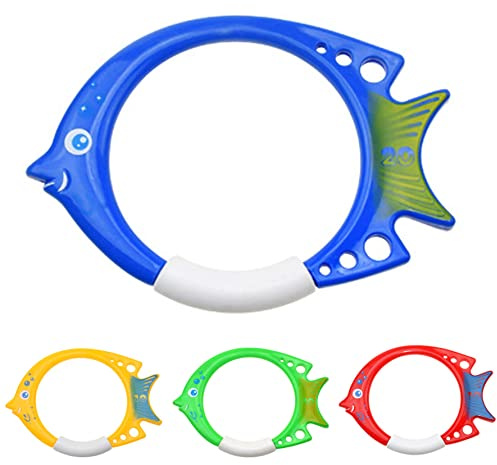Lawnrden Pool Diving Toys Underwater Diving Ring Swimming Pool Sinking Toy for Game Swim Training 4PCS Fish Shape Large| kids rings