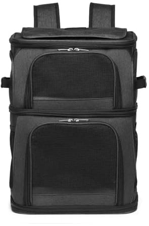 pet backpack, Dual-Layer Cat Carrier Large-Capacity Pet Rolling Bag Breathable Double-Shoulder Backpack With Built-In Leash And Pocket,pet supplies(A4)