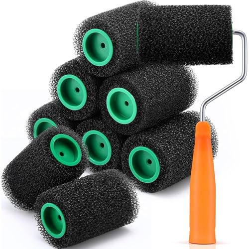 Rullo per pittura – | Spazzola strutturata per pareti | Rullo multifunzione antiscivolo testurizzato | Ergonomico 9 rulli 1 maniglia | per cucina bagno pittura parete camion rivestimento mobili camera
