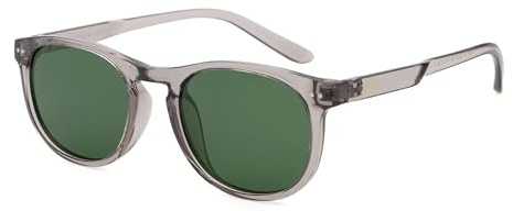 ZOL RIVIERA RETRO Occhiali da Sole Polarizzati Unisex UV400, Montatura e Lenti in Policarbonato, Cerniere Rinforzate, Stile Retrò per Guida e Outdoor, Adatti per Donna e Uomo (Crystal Grey)