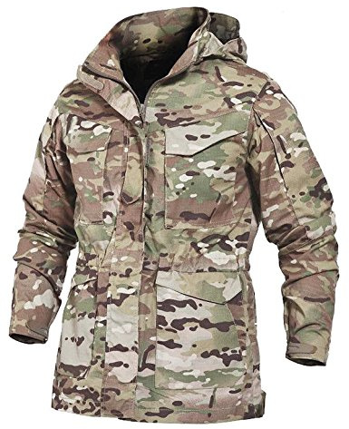 YFNT Hommes Veste Tactique Softshell Camouflage Manteau de Vent, pour Extérieur Courir Équitation Excursions Randonnée Camping Chasse Pêche
